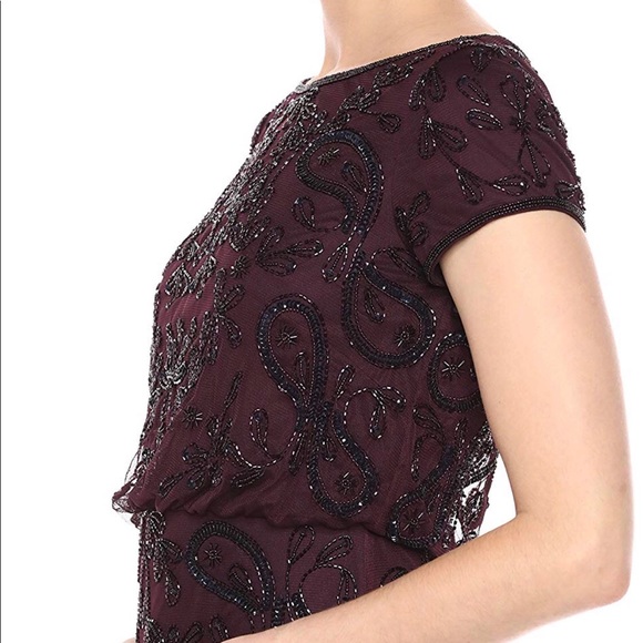 Adrianna Papell Short Sleeve Blouson Beaded Gown - Picture 4 of 8